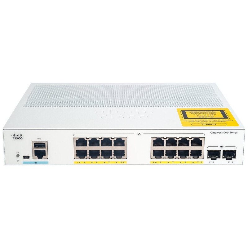 Комутатор Cisco Catalyst C1000-16T-2G-L (16хGE, 2xGE SFP, USB, керований)