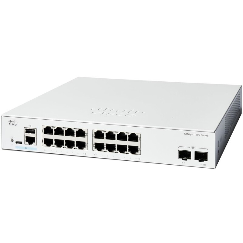 Коммутатор Cisco Catalyst C1200-16P-2G (16хGE PoE, 2xGE SFP, 120 Вт, USB, управляемый)