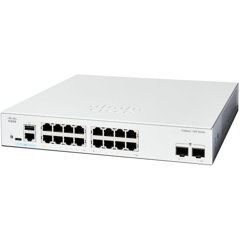 Комутатор Cisco Catalyst C1300-16T-2G (16хGE, 2xGE SFP, USB, керований)