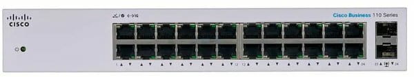 Коммутатор Cisco Business 110 CBS110-24T-EU (24хGE, 2хGE SFP, неуправляемый)