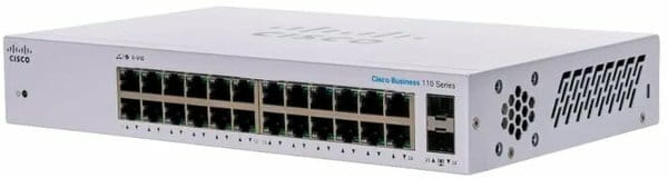 Коммутатор Cisco Business 110 CBS110-24T-EU (24хGE, 2хGE SFP, неуправляемый)