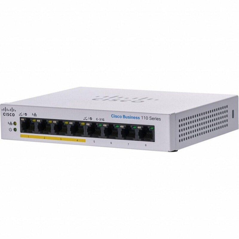 Комутатор Cisco Business 110 CBS110-8PP-D-EU (4хGE, 4хGE PoE, 32 Вт, некерований)