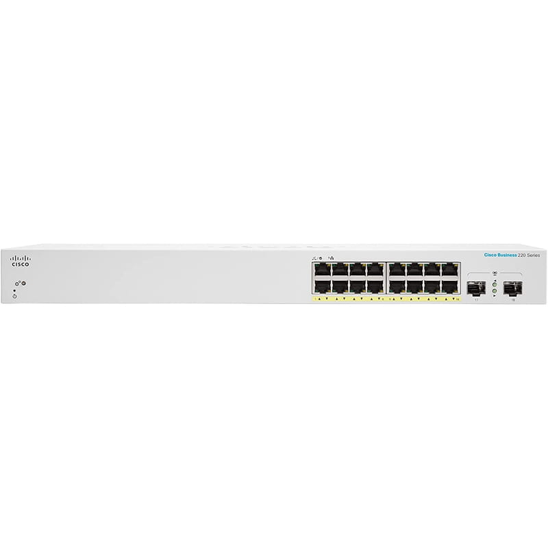 Комутатор Cisco Business CBS220-16P-2G-EU (16xGE PoE, 2xSFP, 130 Вт, Smart)