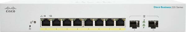 Коммутатор Cisco Business CBS220-8P-E-2G-EU (8xGE PoE, 2xSFP, 65 Вт, Smart)