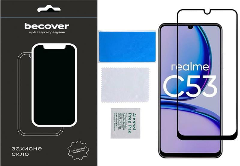 Захисне скло BeCover для Realme C53 Black (710105)