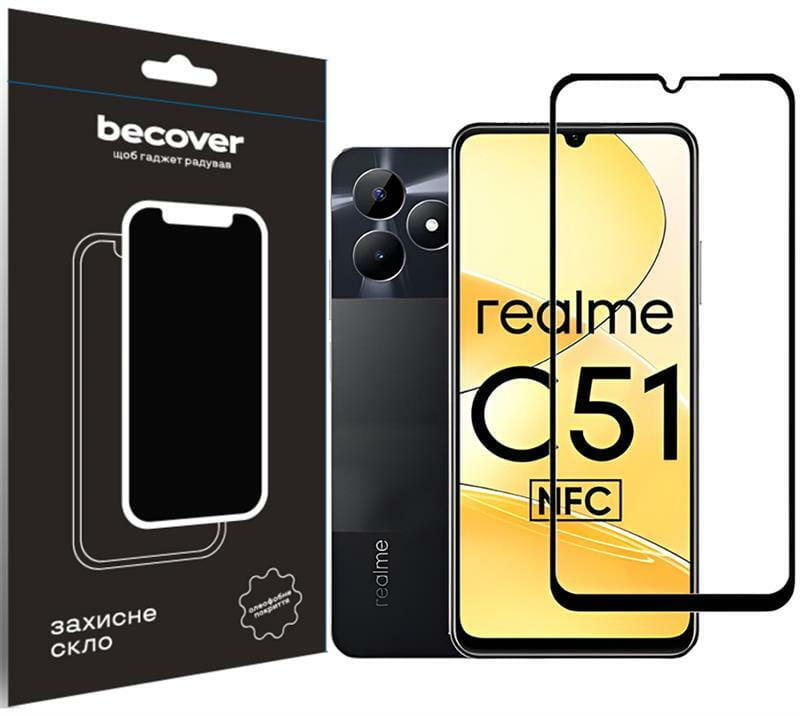 Защитное стекло BeCover для Realme C51 Black (710301)