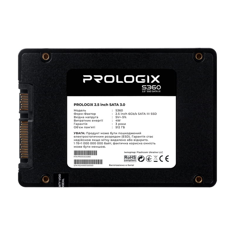 Накопитель SSD  512GB Prologix S360 2.5" SATAIII TLC (PRO512GS360)