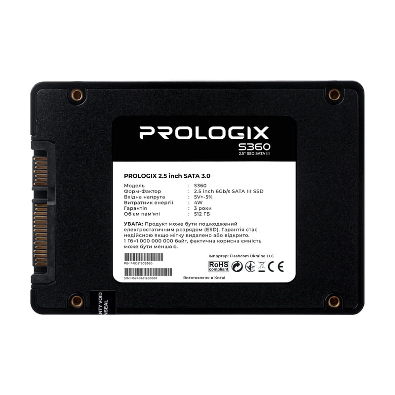 Накопичувач SSD  512GB Prologix S360 2.5" SATAIII 3D TLC (PRO512GS360)