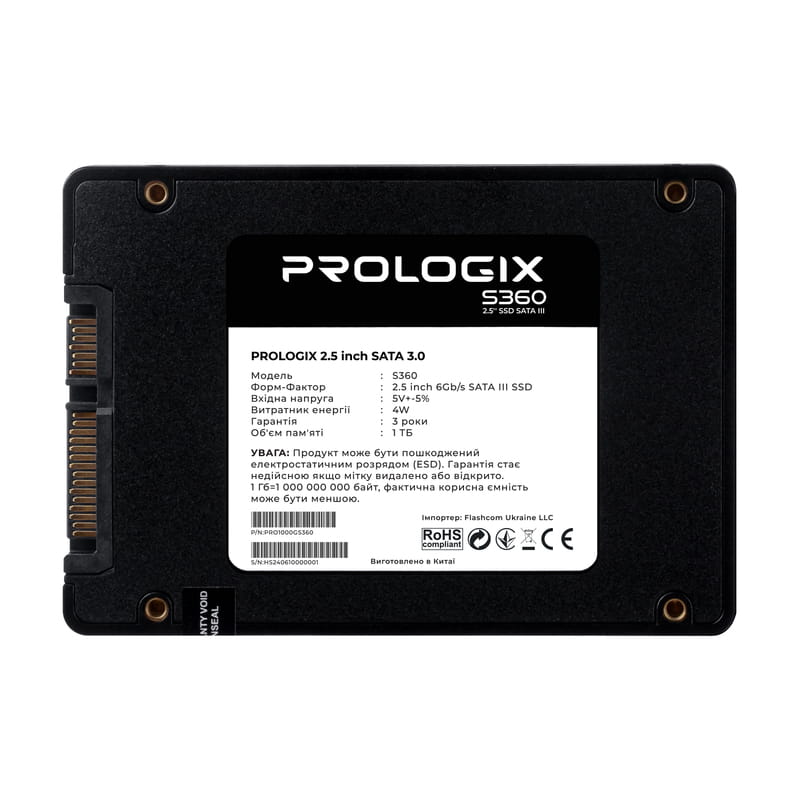 Накопичувач SSD 1TB Prologix S360 2.5" SATAIII 3D TLC (PRO1000GS360)