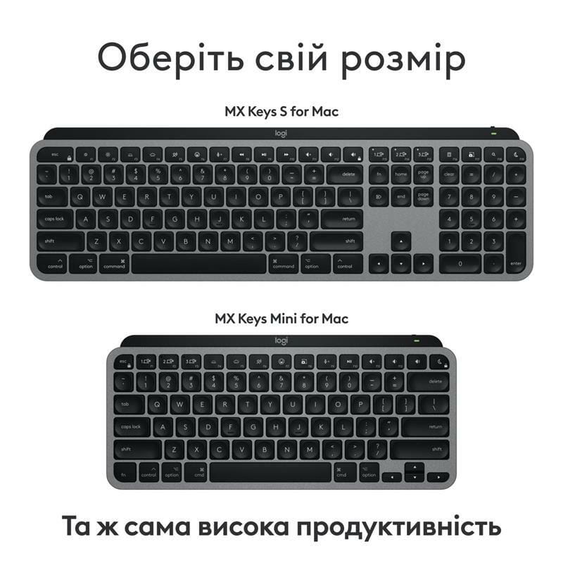Клавиатура беспроводная Logitech MX Keys Mini for Mac Minimalist Wireless Illuminated Space Gray (920-012652)