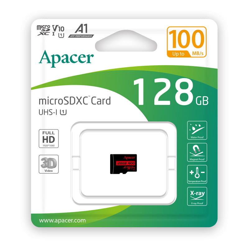 Карта памяти MicroSDHC 128GB UHS-I Class 10 Apacer (AP128GMCSX10UB-RA)