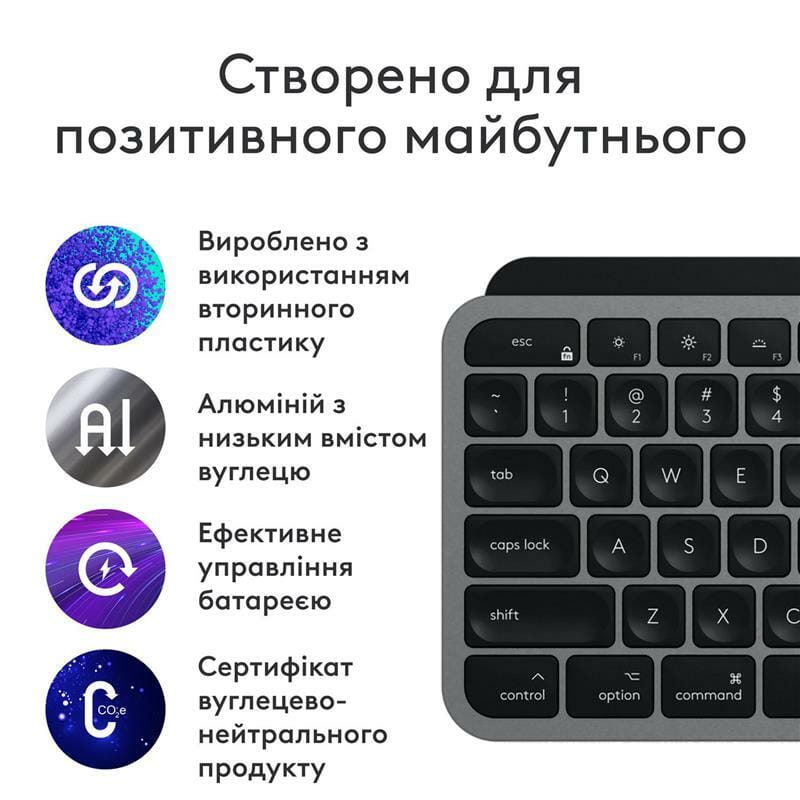 Комплект (клавиатура, мышь) беспроводной Logitech MX Keys S Combo for Mac Space Grey (920-012845)