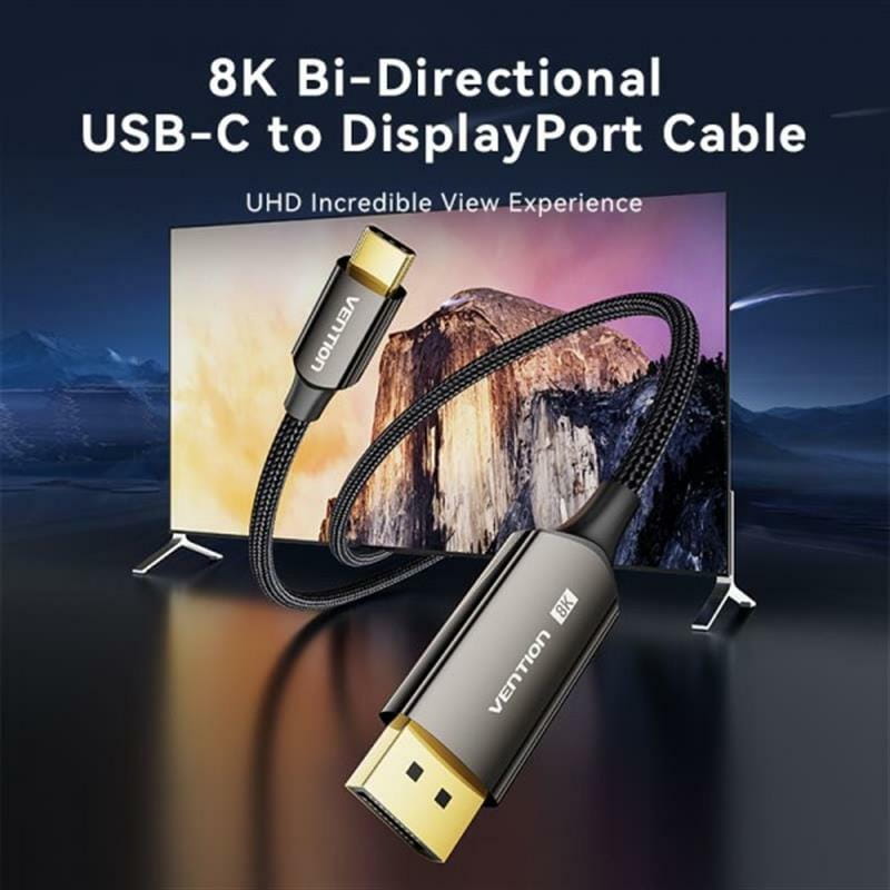 Кабель Vention USB Type-C - DisplayPort (M/M), 1 м, Black (CRFBF)