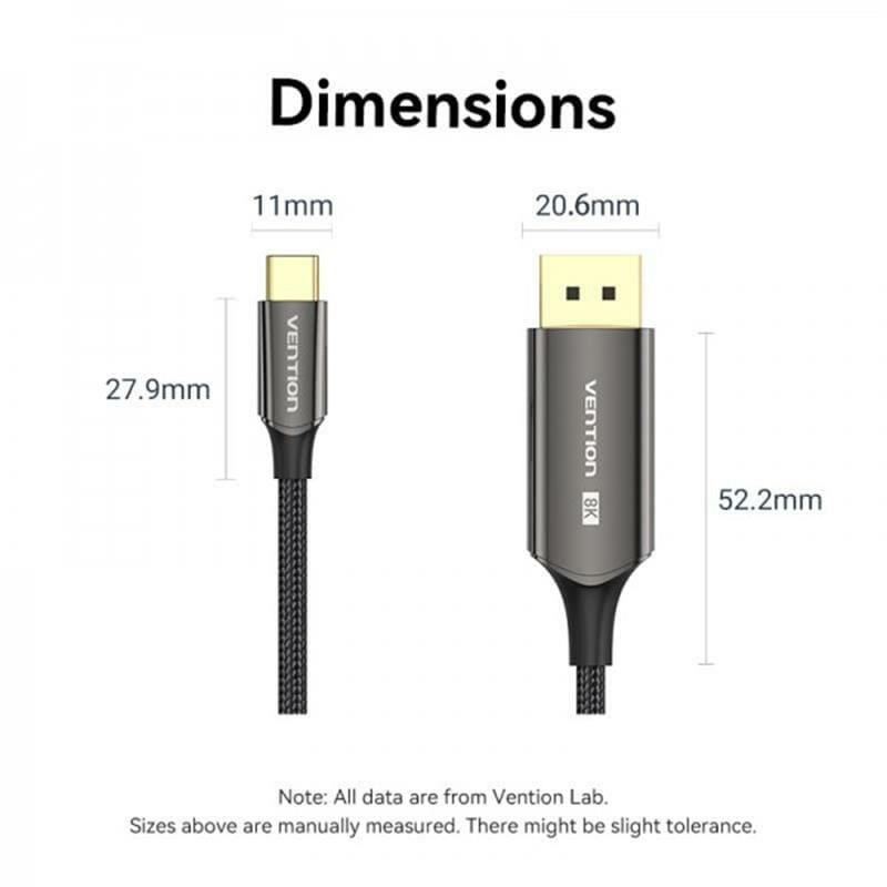 Кабель Vention USB Type-C - DisplayPort (M/M), 0.5 м, Black (CRFBD)