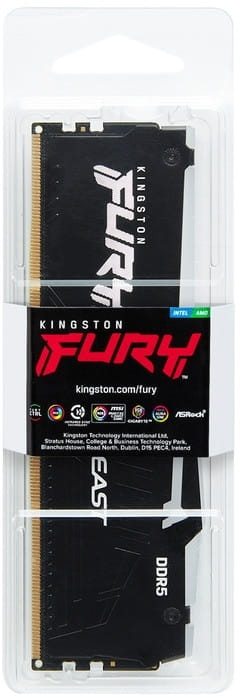 Модуль памяти DDR5 16GB/6400 Kingston Fury Beast RGB Black (KF564C32BBA-16)