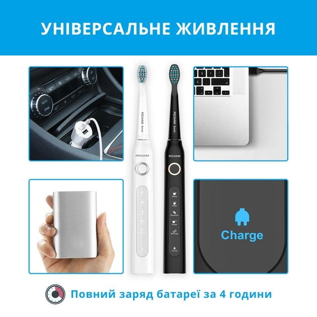 Набор зубных щеток Pecham Black and White Travel Set PC-084 (0290119010100)