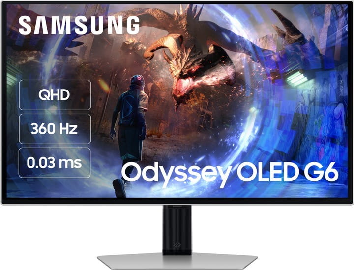 Монiтор Samsung 27" Odyssey G6 LS27DG600 (LS27DG600SIXCI) OLED Silver 360Hz