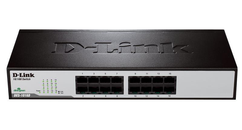 Коммутатор D-Link DES-1016D 16-port UTP 10/100Mbps metall