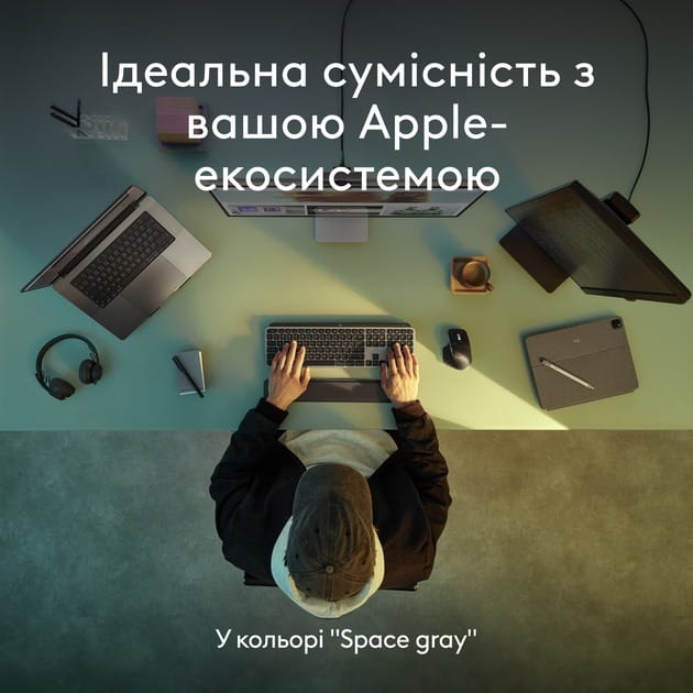 Клавiатура бездротова Logitech MX Keys S for Mac Space Grey (920-011637)