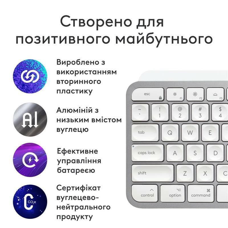 Клавиатура беспроводная Logitech MX Keys S for Mac Pale Grey (920-011638)