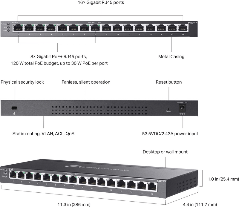 Коммутатор TP-Link TL-SG2016P