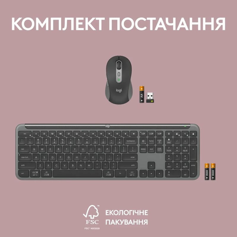 Комплект (клавиатура, мышь) беспроводной Logitech Signature Slim Combo MK950 Graphite (920-012490)