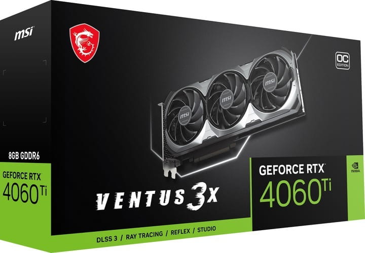 Видеокарта GF RTX 4060 Ti  8GB GDDR6 Ventus 3X E OC MSI (GeForce RTX 4060 TI VENTUS 3X E 8G OC)