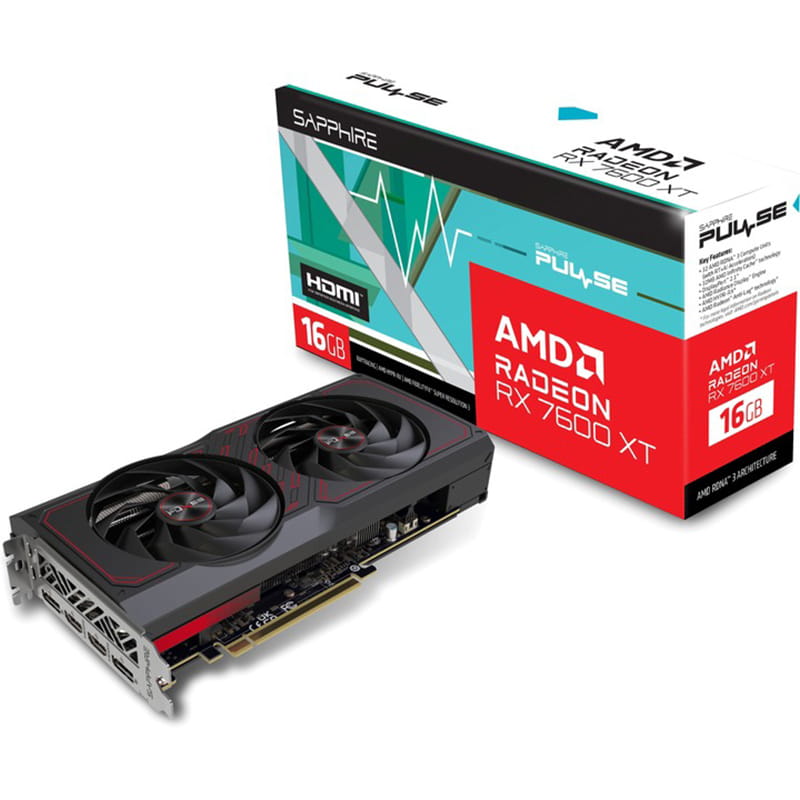 Відеокарта AMD Radeon RX 7600 XT 16GB GDDR6 Pulse Gaming OC Sapphire (11339-04-20G)