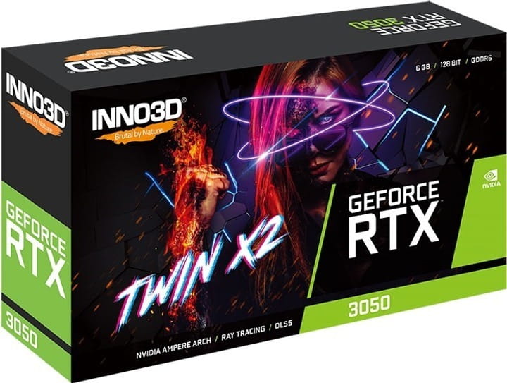 Видеокарта GF RTX 3050 6GB GDDR6 Twin X2 Inno3D (N30502-06D6-1711VA60)