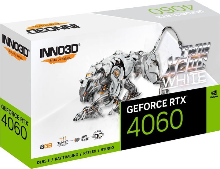 Видеокарта GF RTX 4060 8GB GDDR6 Twin X2 OC White Inno3D (N40602-08D6X-173051W)