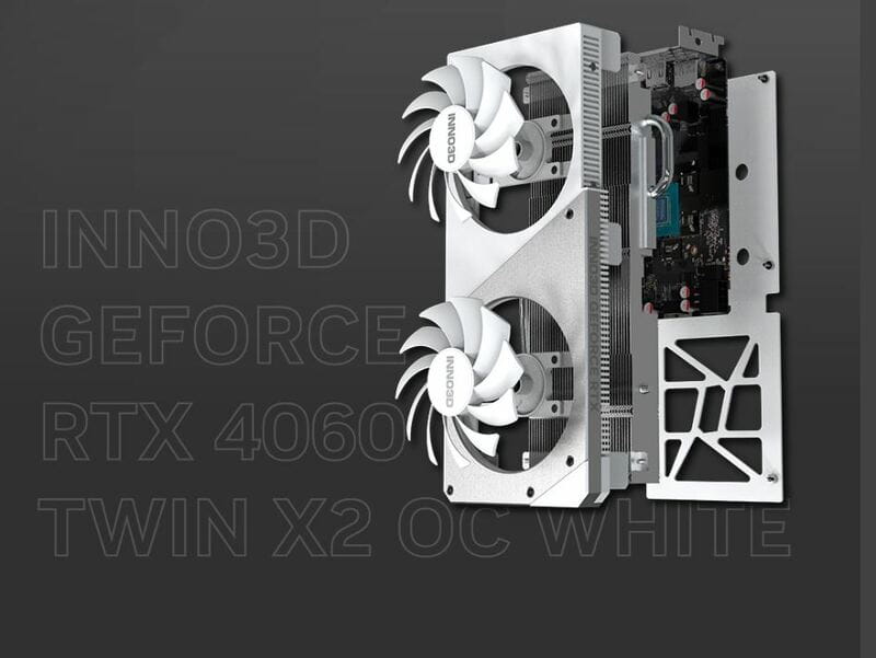 Видеокарта GF RTX 4060 8GB GDDR6 Twin X2 OC White Inno3D (N40602-08D6X-173051W)