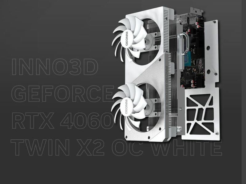 Вiдеокарта GF RTX 4060 8GB GDDR6 Twin X2 OC White Inno3D (N40602-08D6X-173051W)