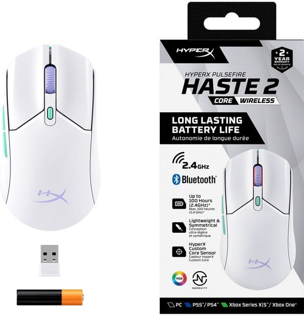 Мышь беспроводная HyperX Pulsefire Haste 2 Core Wireless White (8R2E7AA)