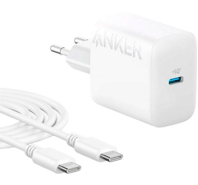 Сетевое зарядное устройство Anker PowerPort 312 White, 20 W USB Type-C (B2347G21) + кабель USB Type-C