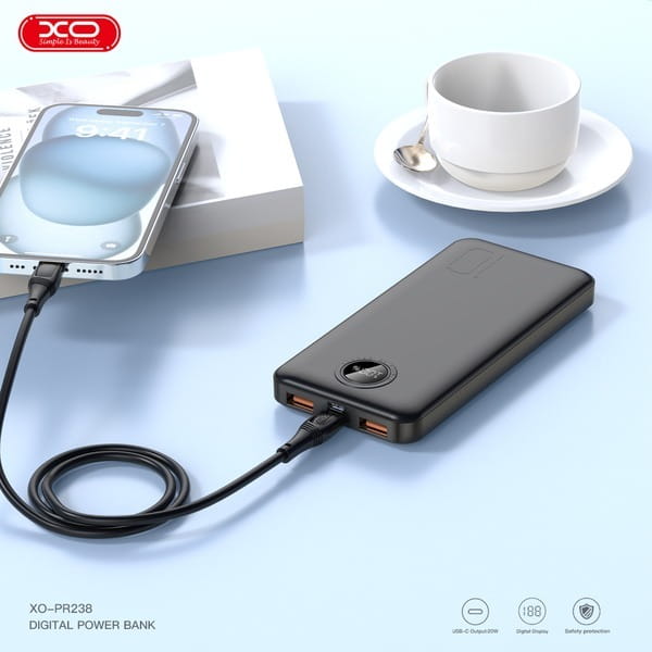 Универсальная мобильная батарея XO PR238 10000mAh PD20W + QC22.5W Black