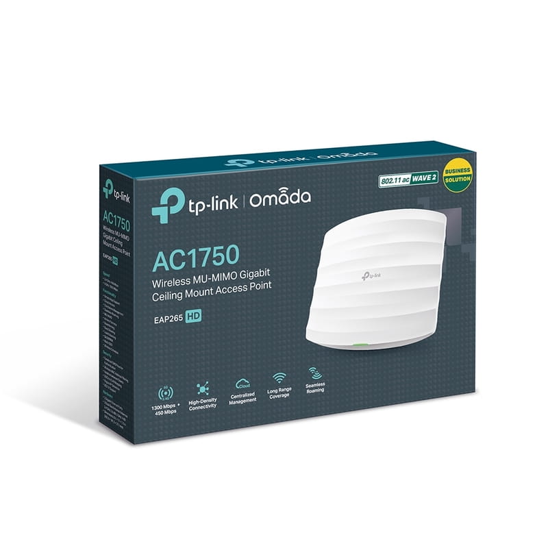 Точка доступа TP-Link EAP265 HD (AC1300, 1х1Гбит, потолочная, PoE, EAP Controller, 2.4GHz: 3* 4dBi, 5GHz: 2*5dBi)