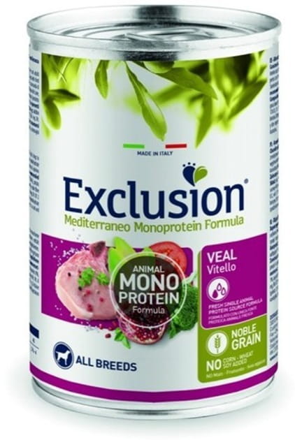 Вологий корм для дорослих собак усіх порід Exclusion Adult Veal All Breeds з телятиною 400 г