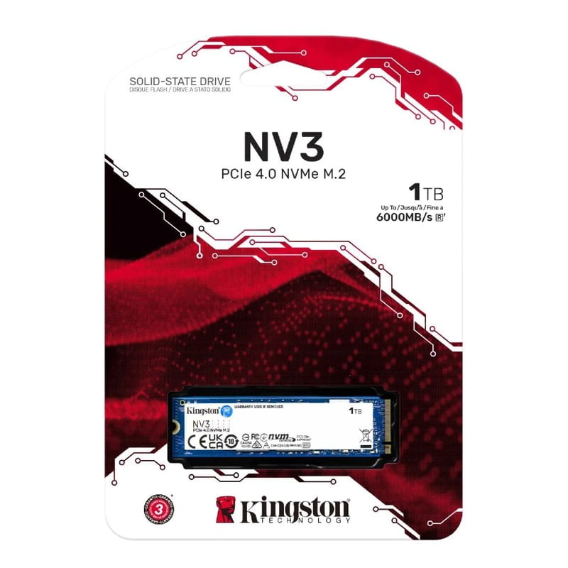 Накопичувач SSD 1TB M.2 NVMe Kingston NV3 M.2 2280 PCIe Gen4.0 x4 (SNV3S/1000G)
