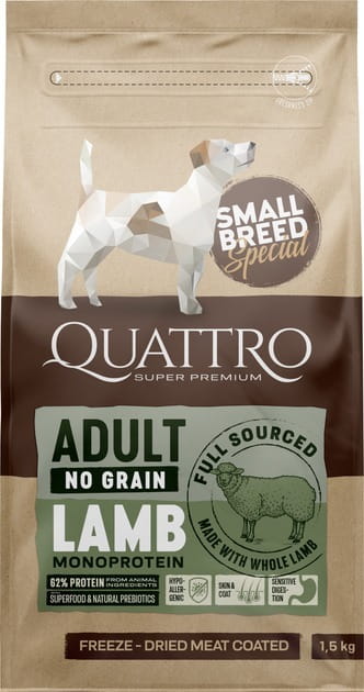 Сухий корм для дорослих собак дрібних порід Quattro Special Small Breed Adult з ягням 1.5 кг