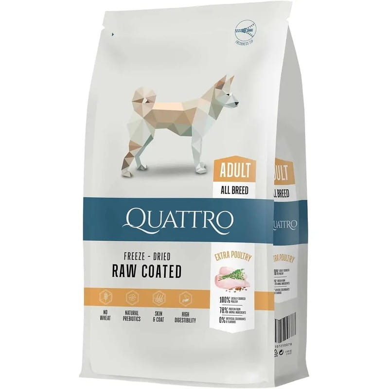 Сухий корм для дорослих собак Quattro All Breed Extra Poultry з м`ясом птиці 12 кг