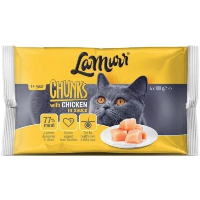 Вологий корм для дорослих кішок всіх порід Quattro La Murr з куркою 100 г x 4 паучі