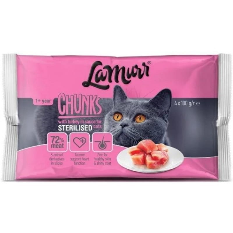 Вологий корм для стерилізованих кішок Quattro La Murr з індичкою 100 г x 4 паучі