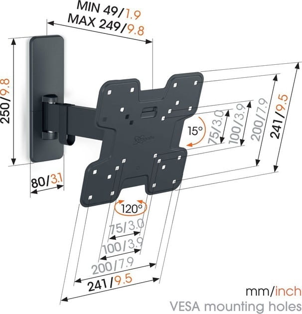 Кронштейн Vogels TVM 1223 Black (VESA200х200)