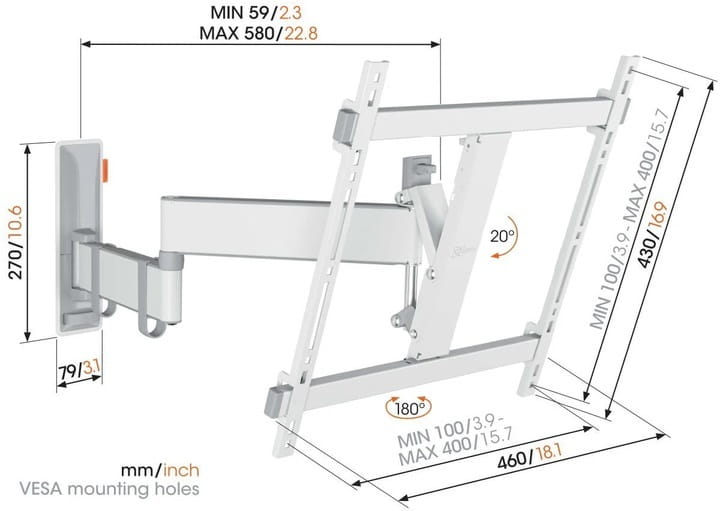 Кронштейн Vogels TVM 3443 White (VESA400х400)