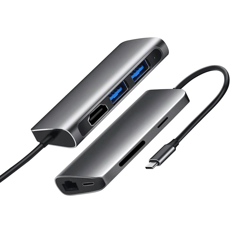 Док-станция ProLogix (PR-WUC-105B) 7 in 1 USB3.1 Type C to HDMI+2*USB3.0+PD+Lan+TF+SD_бн