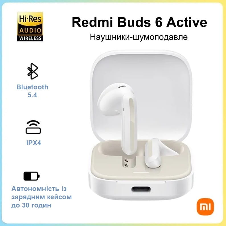 Bluetooth-гарнитура Xiaomi Redmi Buds 6 Active White (BHR8391GL)_EU