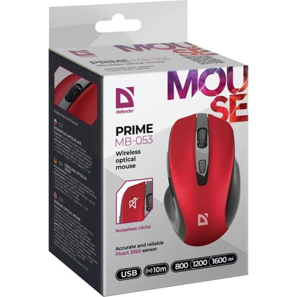 Миша бездротова Defender Prime MB-053 Red/Black (52052)