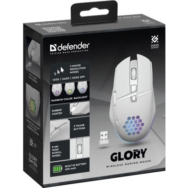 Миша бездротова Defender Glory GM-514 White (52513)