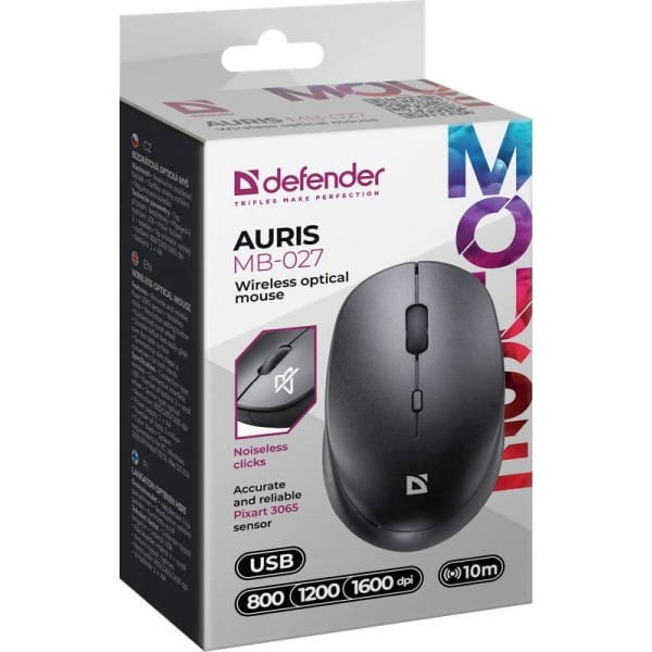 Мышь беспроводная Defender Auris MB-027 Black (52027)