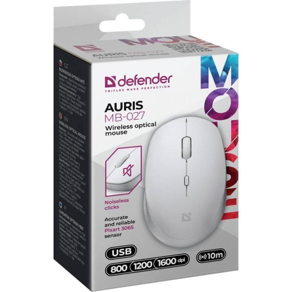 Мышь беспроводная Defender Auris MB-027 White (52028)